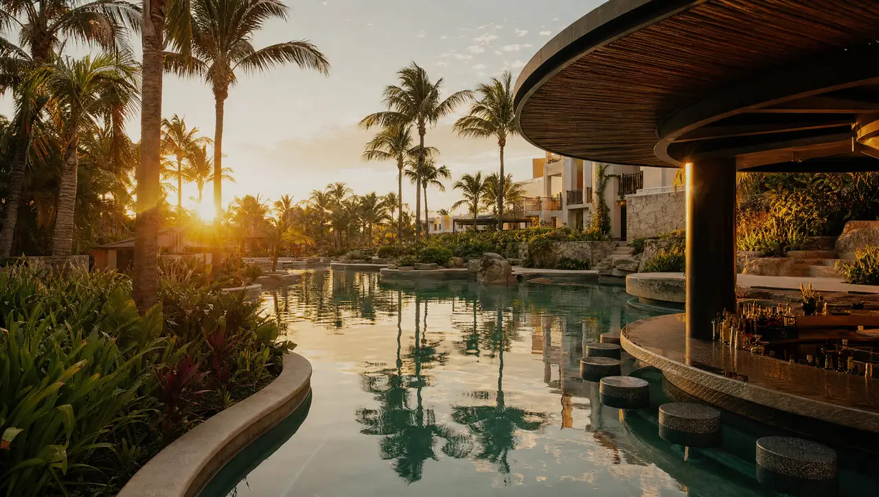 Sunset resort pool